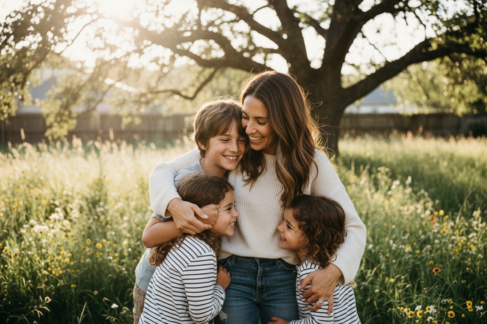 A mom using AI comfortably at home