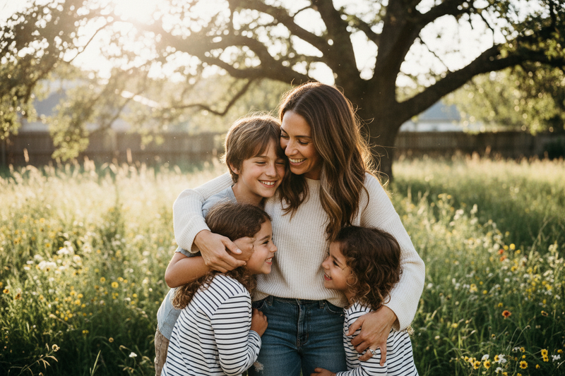 A mom using AI comfortably at home